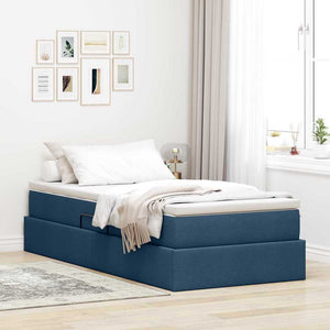 Aufbewahrungsbett mit Matratze Blau 90x200 cm