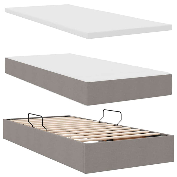 Aufbewahrungsbett mit Matratze Taupe 100x200 cm