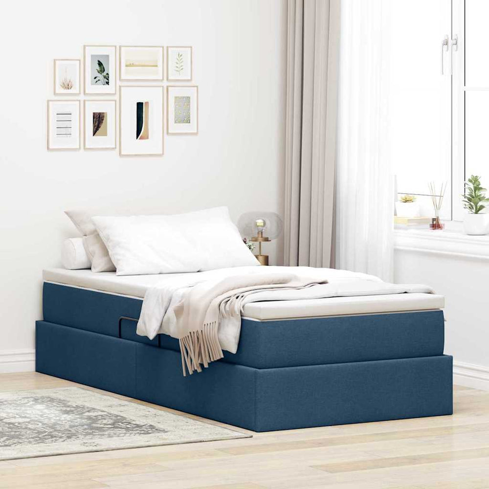 Aufbewahrungsbett mit Matratze Blau 100x200 cm