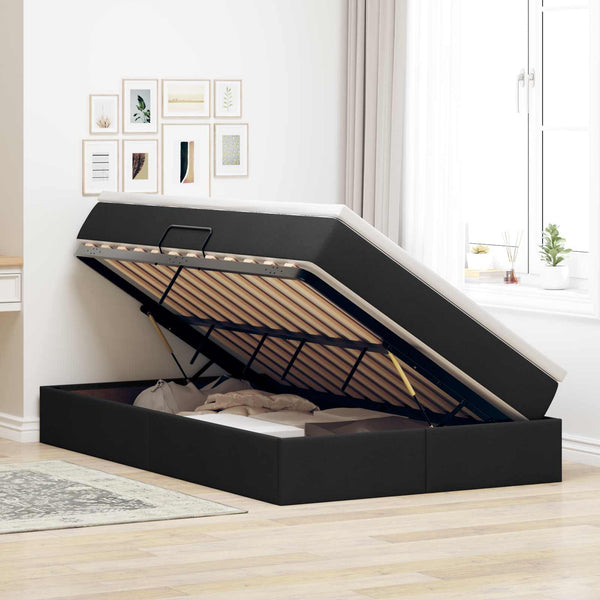Aufbewahrungsbett mit Matratze 120x190 cm Schwarz
