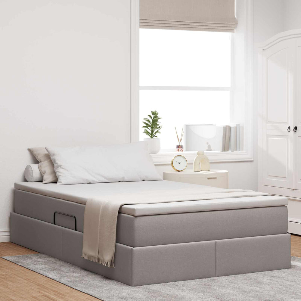 Aufbewahrungsbett mit Matratze Taupe 120x190 cm