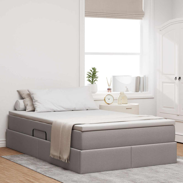 Aufbewahrungsbett mit Matratze Taupe 120x190 cm