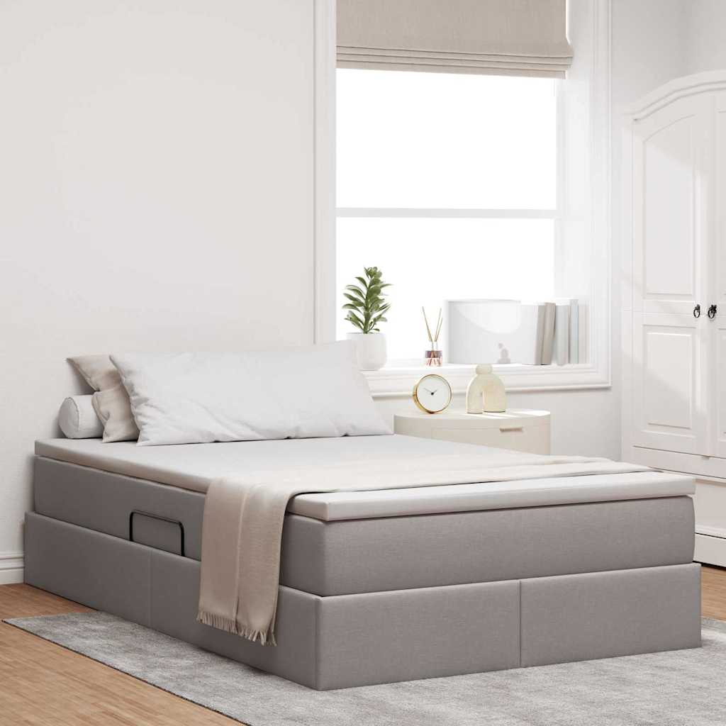 Aufbewahrungsbett mit Matratze Taupe 120x200 cm