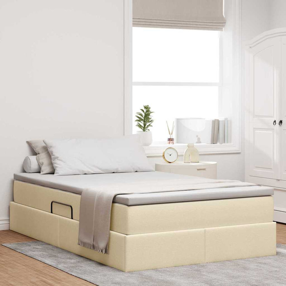 Aufbewahrungsbett mit Matratze Creme 120x200 cm