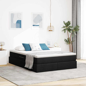 Aufbewahrungsbett mit Matratze 140x190 cm Schwarz