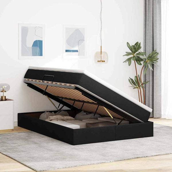 Aufbewahrungsbett mit Matratze 140x190 cm Schwarz