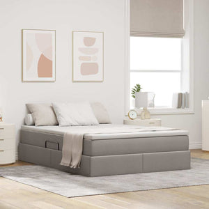 Aufbewahrungsbett mit Matratze Taupe 140x190 cm