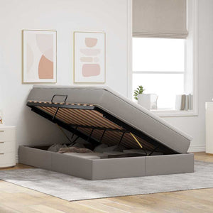 Aufbewahrungsbett mit Matratze Taupe 140x190 cm