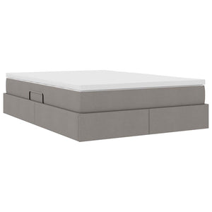 Aufbewahrungsbett mit Matratze Taupe 140x190 cm