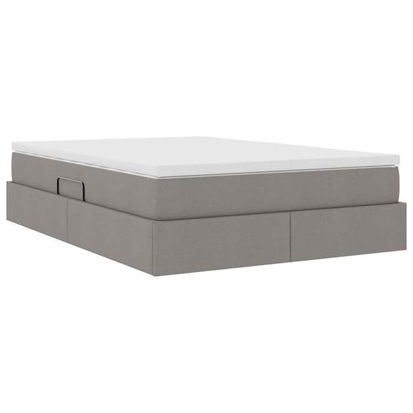 Aufbewahrungsbett mit Matratze Taupe 140x190 cm