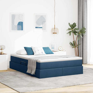Aufbewahrungsbett mit Matratze Blau 140x190 cm
