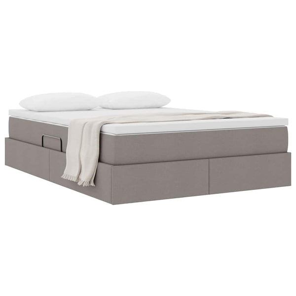 Aufbewahrungsbett mit Matratze Taupe 140x200 cm