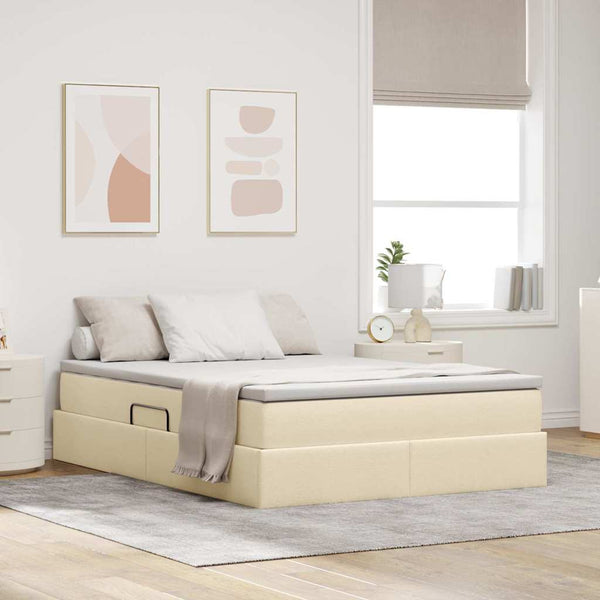 Aufbewahrungsbett mit Matratze Creme 140x200 cm