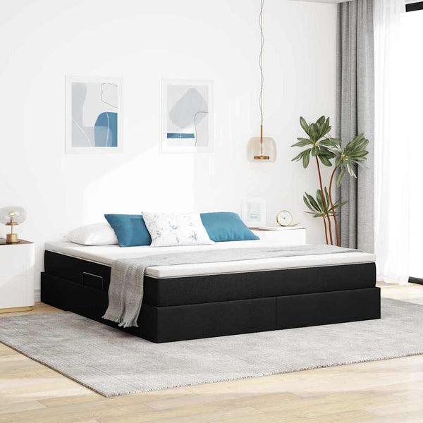 Aufbewahrungsbett mit Matratze 160x200 cm Schwarz