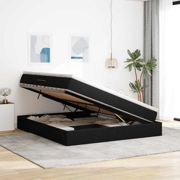 Aufbewahrungsbett mit Matratze 160x200 cm Schwarz