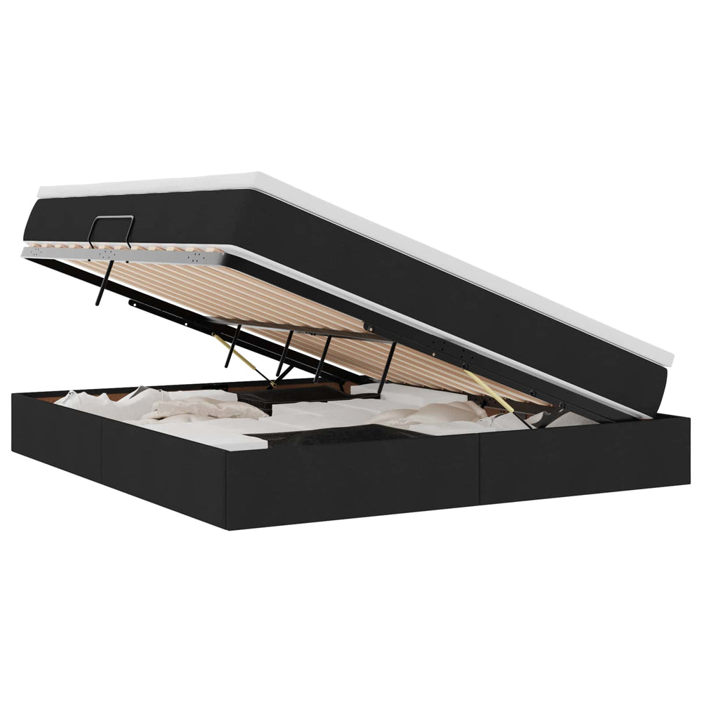 vidaXL Lit de rangement avec matelas Noir 160 x 200 cm Polyester