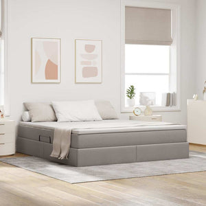Aufbewahrungsbett mit Matratze Taupe 160x200 cm