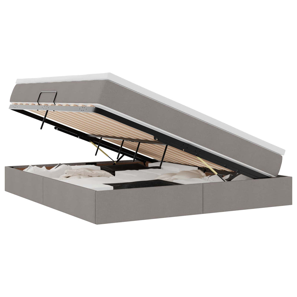 vidaXL Lit de rangement avec matelas Taupe 160 x 200 cm Polyester