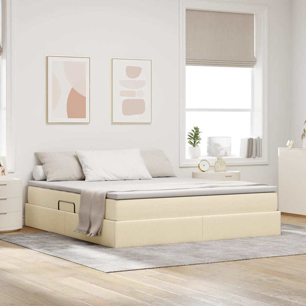 Aufbewahrungsbett mit Matratze Creme 160x200 cm