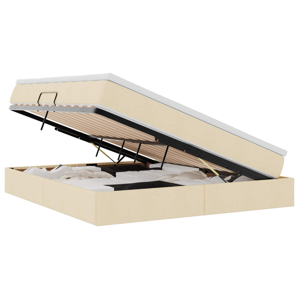 vidaXL Lit de rangement avec matelas Crème 160 x 200 cm Polyester