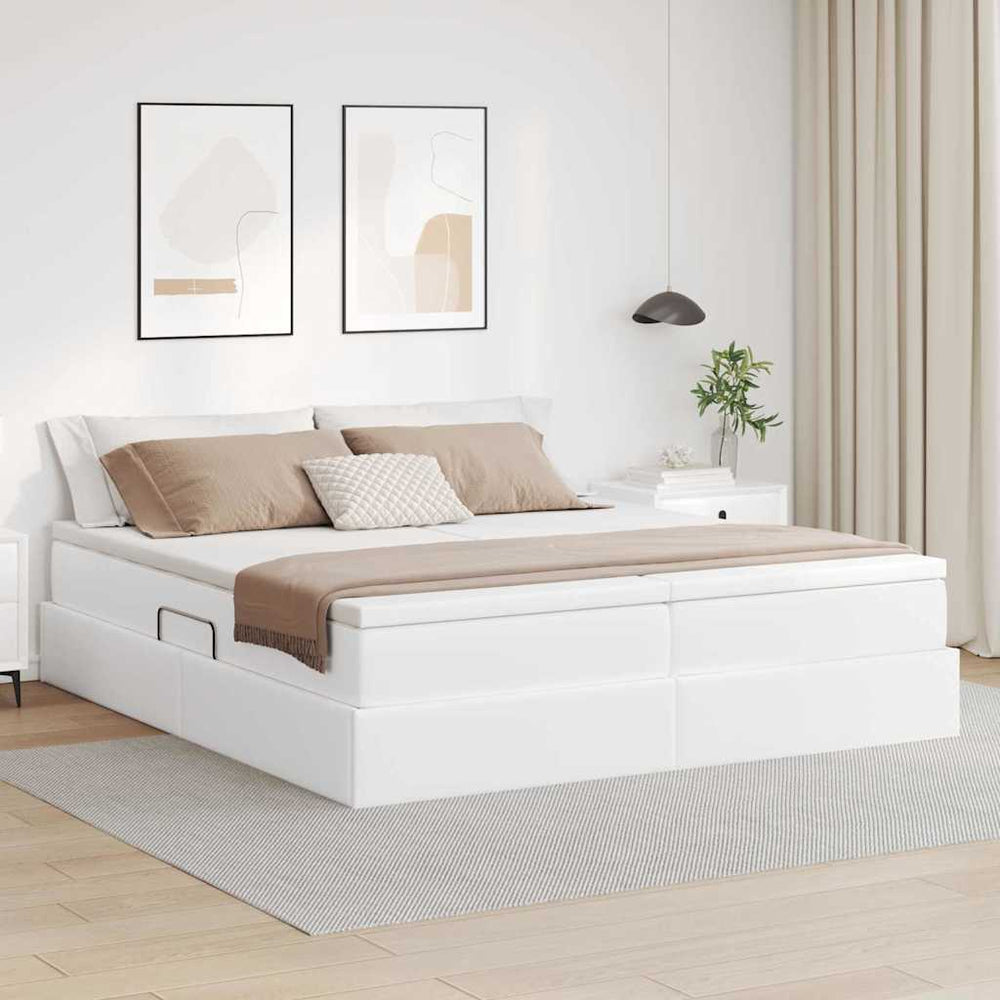 vidaXL Storage Bed with Mattress White 180 x 200 cm Faux Leather