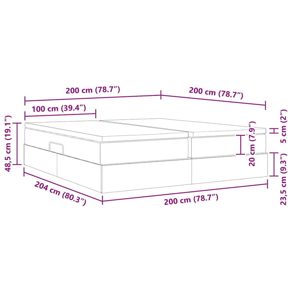 Aufbewahrungsbett mit Matratze Weiß 200x200 cm