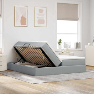 vidaXL Lit de rangement avec matelas Gris clair 180 x 200 cm Polyester