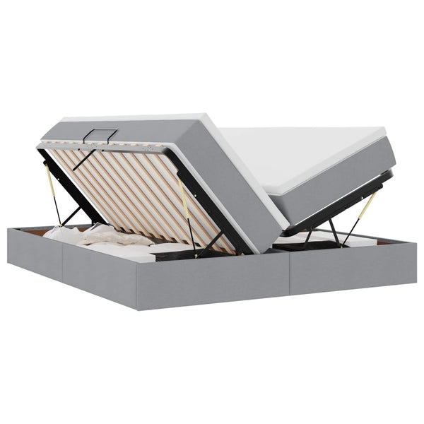 vidaXL Lit de rangement avec matelas Gris clair 180 x 200 cm Polyester