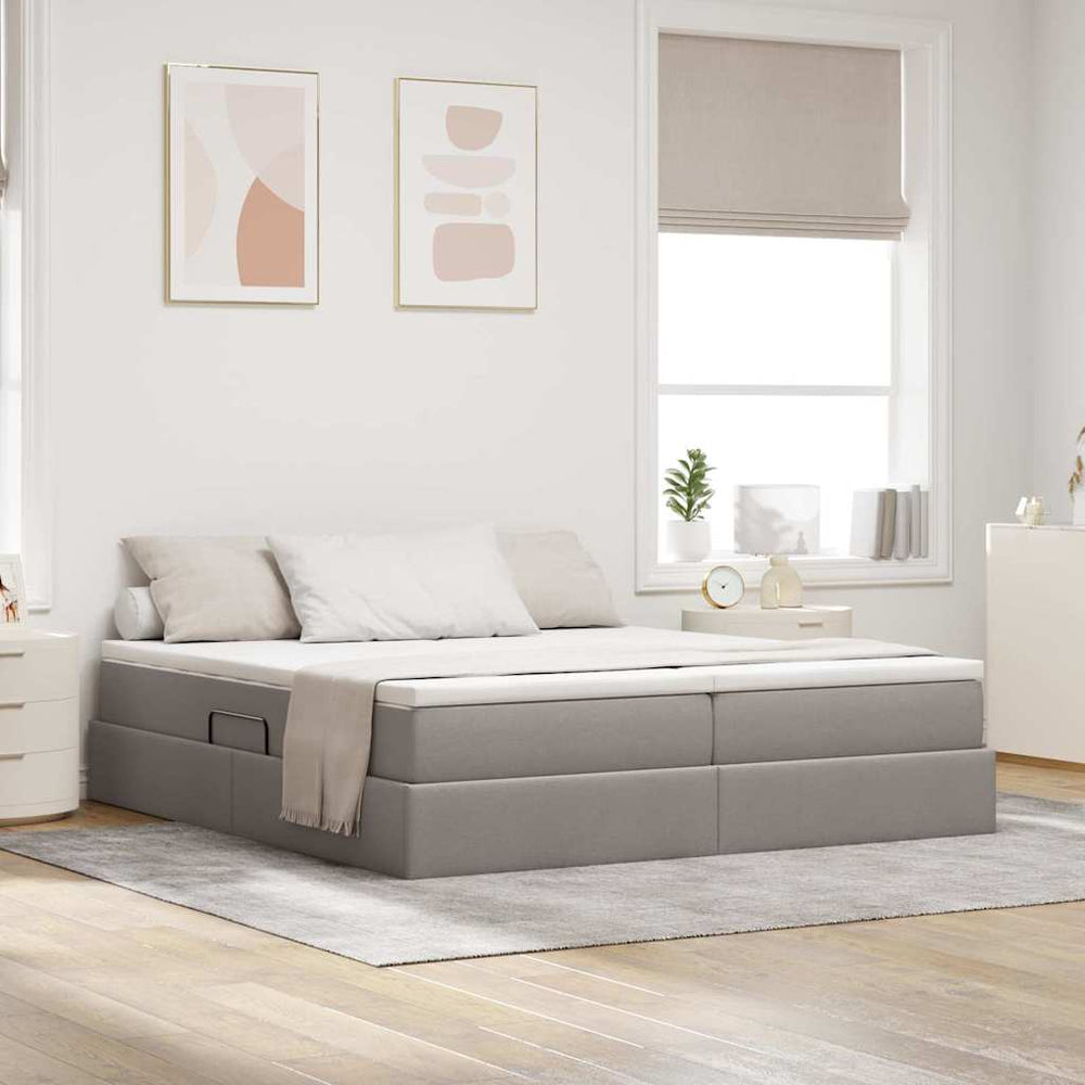 vidaXL Lit de rangement avec matelas Taupe 180 x 200 cm Polyester