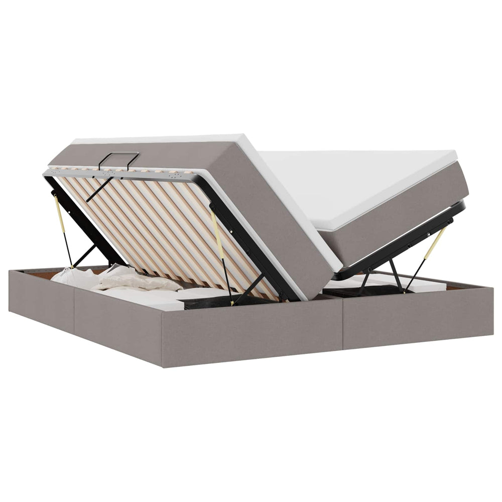 vidaXL Lit de rangement avec matelas Taupe 180 x 200 cm Polyester