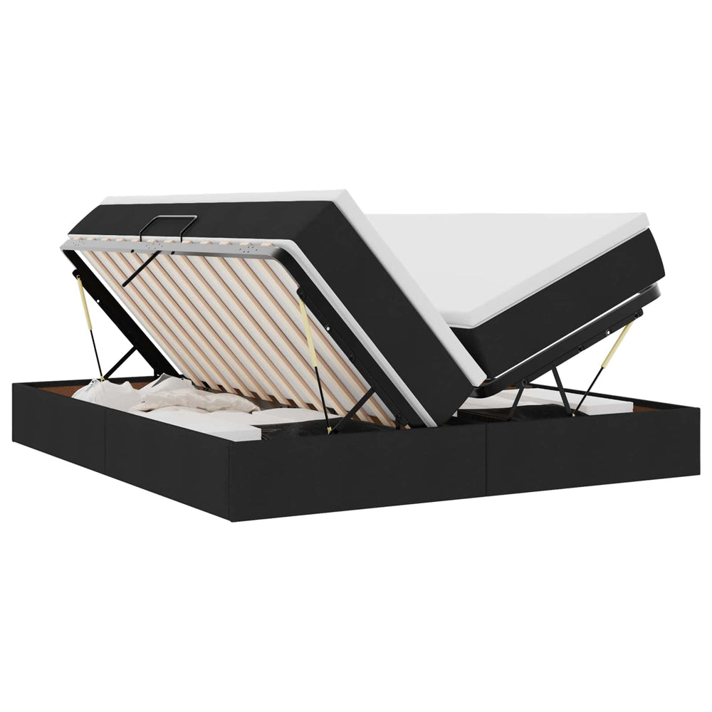 vidaXL Lit de rangement avec matelas Noir 200 x 200 cm Polyester