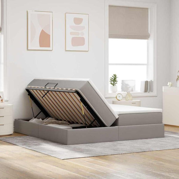 Aufbewahrungsbett mit Matratze 200x200 Taupe