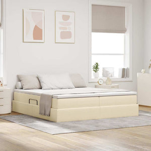 Aufbewahrungsbett mit Matratze Creme 200x200 cm