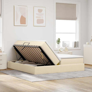 Aufbewahrungsbett mit Matratze Creme 200x200 cm