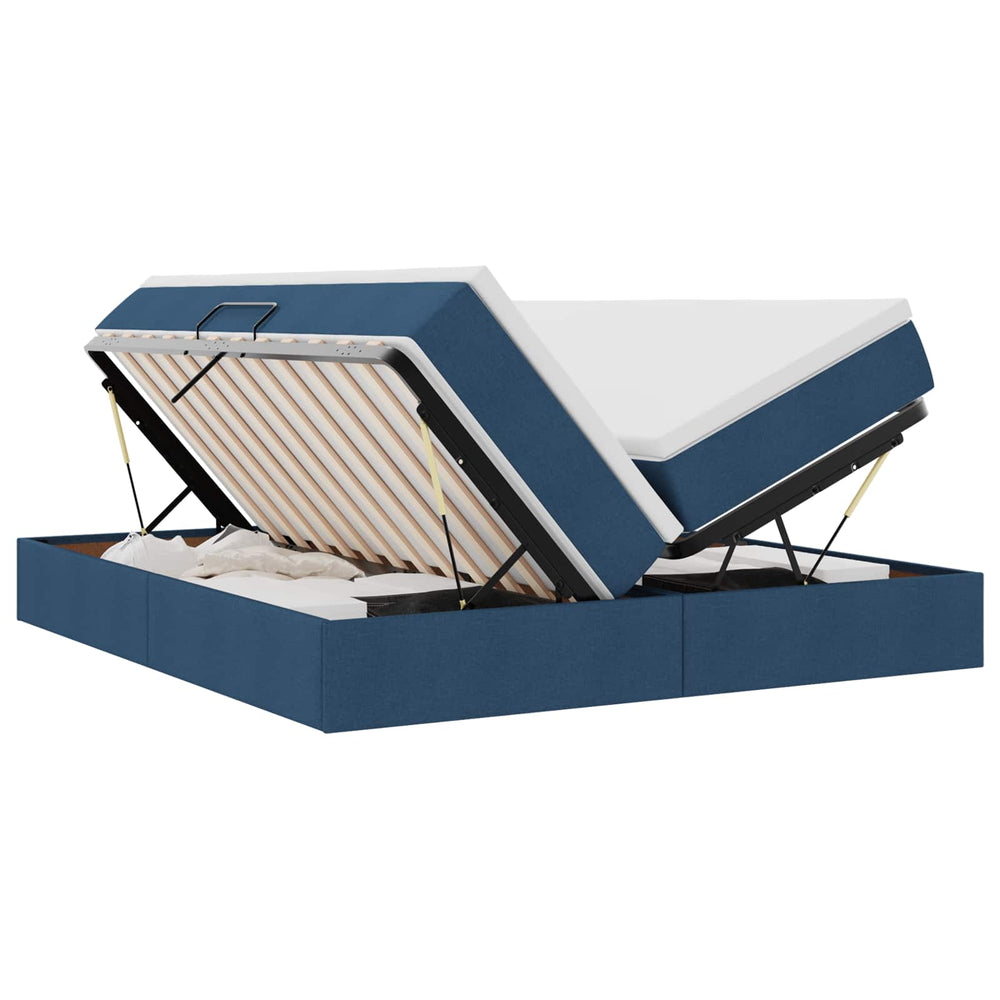 vidaXL Lit de rangement avec matelas bleu 200 x 200 cm polyester