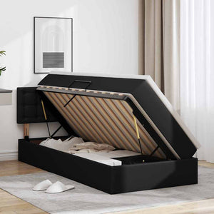 Aufbewahrungsbett mit Matratze 90x190 cm, Schwarz