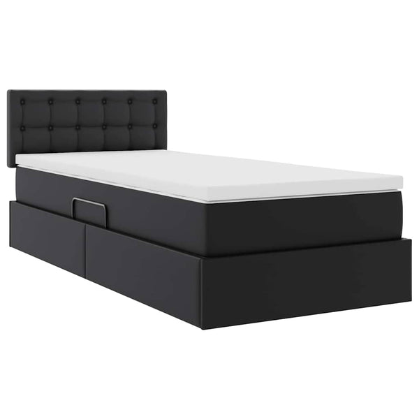 Aufbewahrungsbett mit Matratze 90x190 cm, Schwarz