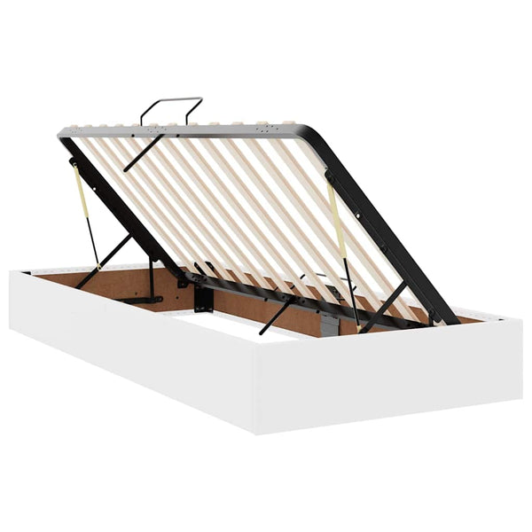 vidaXL Lit de rangement avec matelas Blanc pur 90 x 200 cm Similicuir