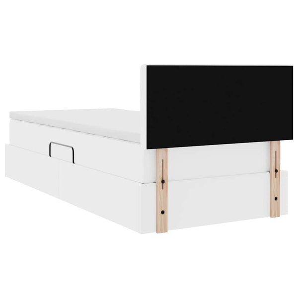 vidaXL Lit de rangement avec matelas Blanc pur 90 x 200 cm Similicuir