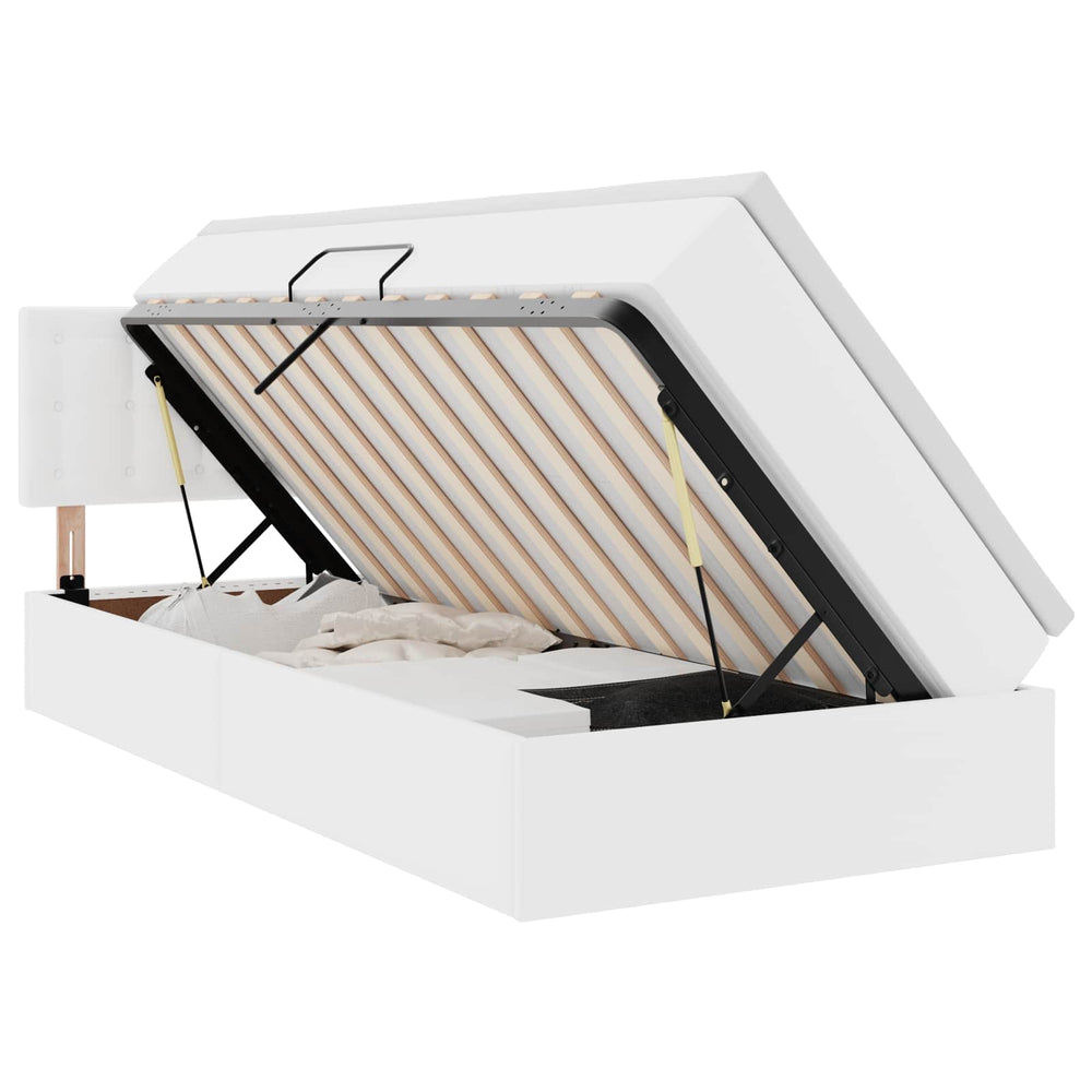 vidaXL Storage Bed with Mattress Pure White 100 x 200 cm Faux Leather