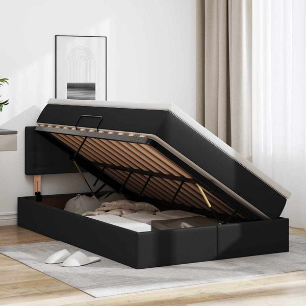Aufbewahrungsbett mit Matratze 120x200 cm Kunstleder Schwarz