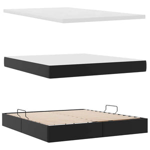 Aufbewahrungsbett mit Matratze 160x200 cm, Schwarz Kunstleder