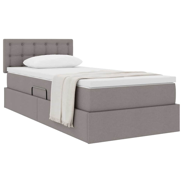 Stauraumbett mit Matratze Taupe 90x190 cm