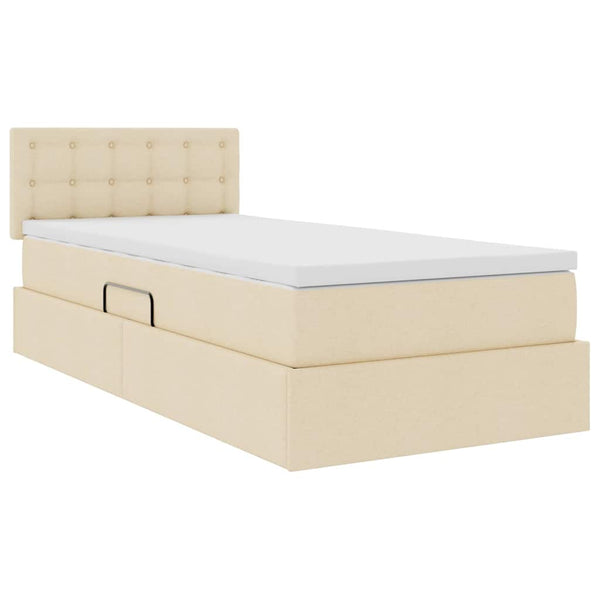 Aufbewahrungsbett mit Matratze Creme 90x190 cm