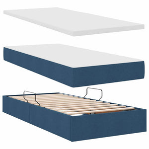 Stauraumbett mit Matratze Blau 90x190 cm