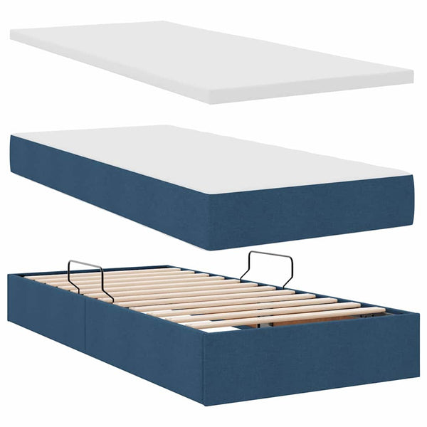 Stauraumbett mit Matratze Blau 90x190 cm
