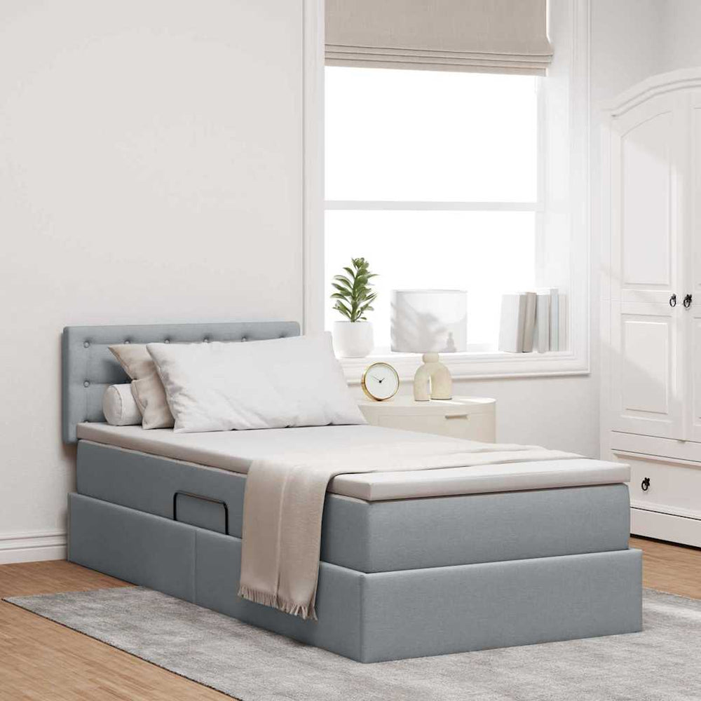 vidaXL Storage Bed with Mattress Light Gray 90 x 200 cm
