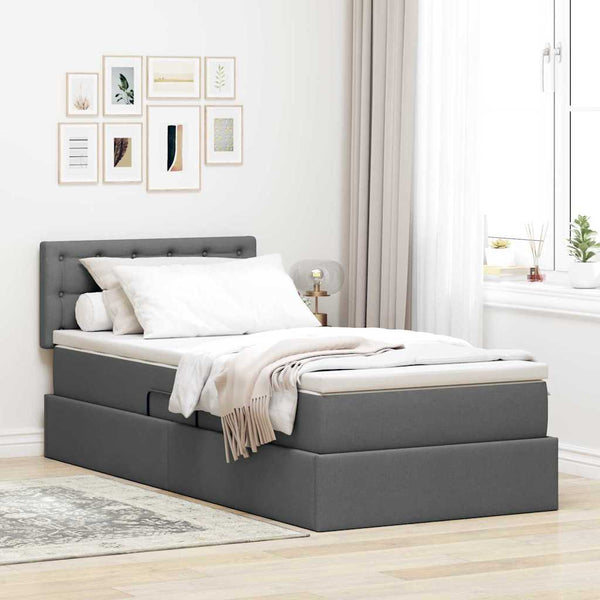 Stauraumbett mit Matratze Dunkelgrau 90x200 cm