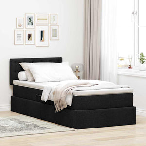 Aufbewahrungsbett mit Matratze Schwarz 90x200 cm
