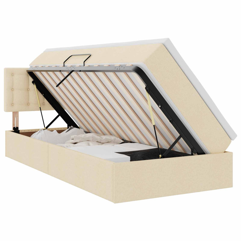 vidaXL Storage Bed with Mattress Cream 90 x 200 cm Engineered Wood